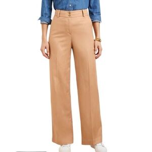 Talbots Tencel & Linen Wide Leg Trouser Pants Dark Khaki Size 6 Petite